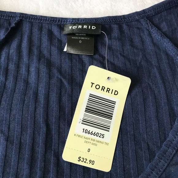 NWT Torrid Navy Blue Ribbed Swing Tee Class Blouse - Picture 2 of 5
